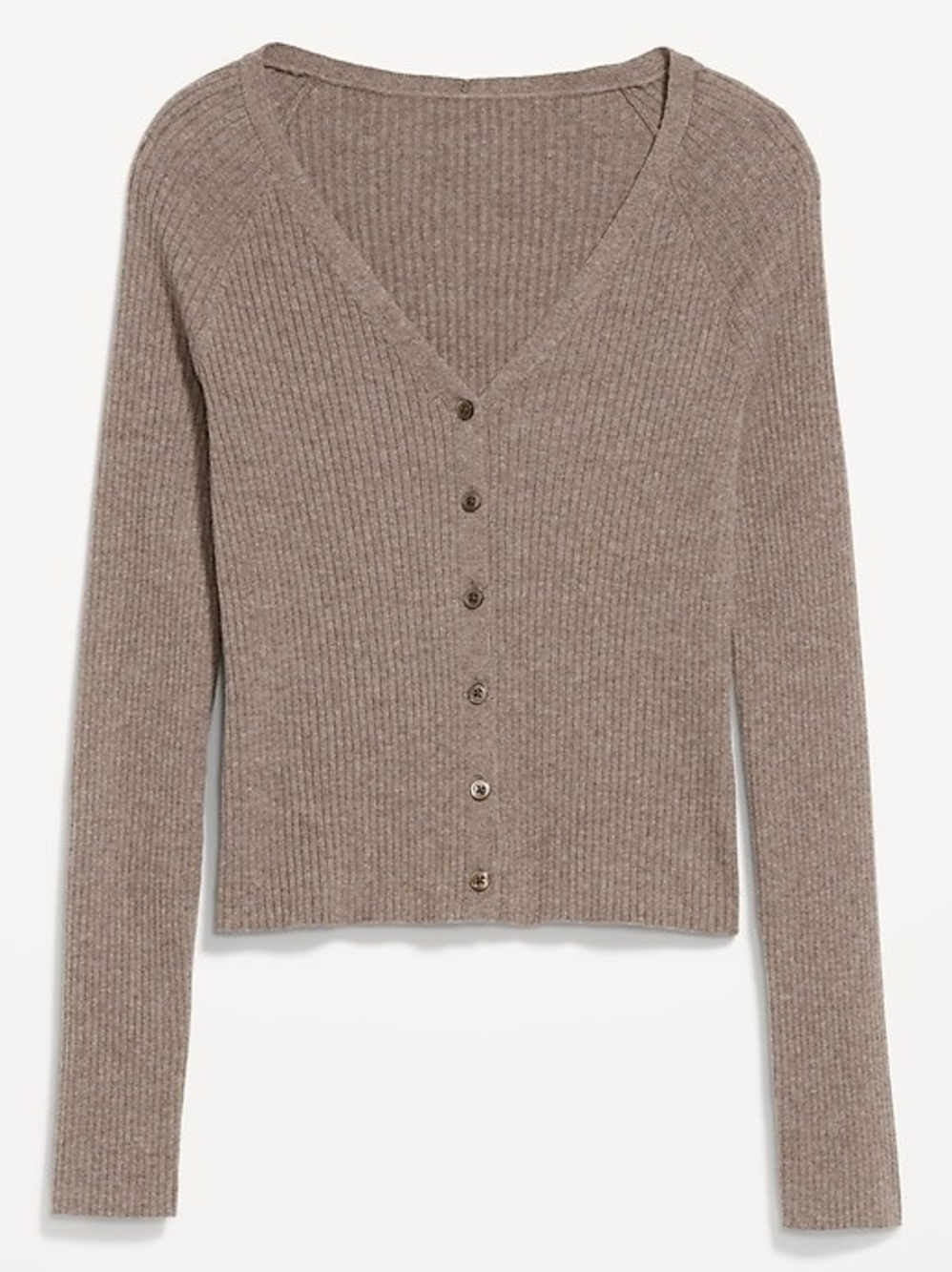 Old Navy Ribbed V-Neck Button-Front Cardigan - Taupe